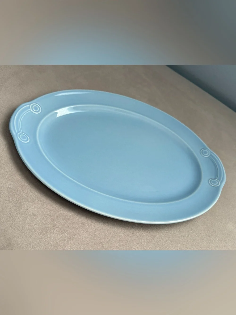 Taylor Smith Taylor USA Vintage LURAY PASTELS BLUE Oval Serving Platter 13”x9.75